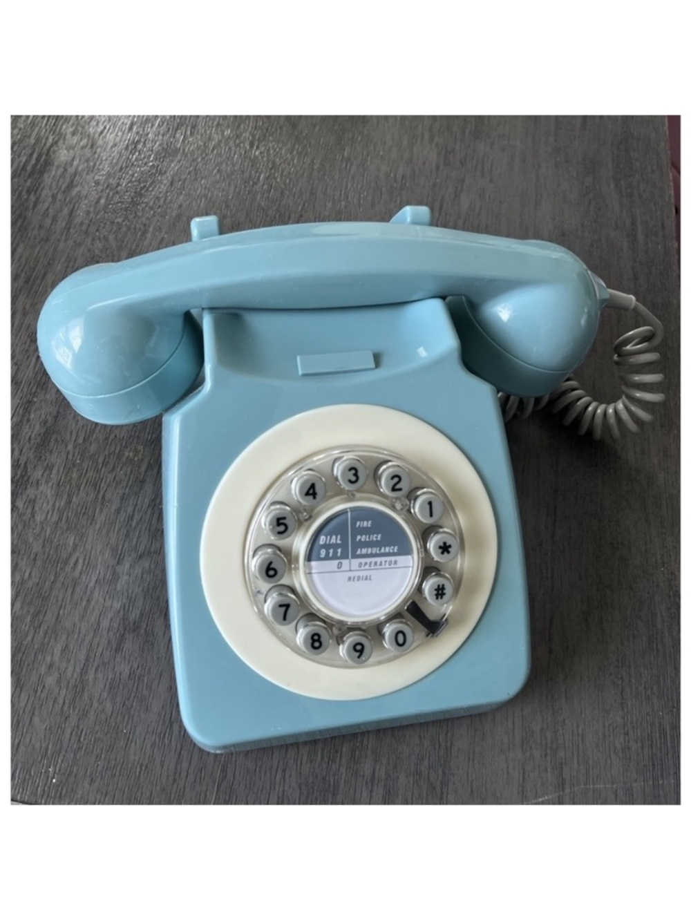 VINTAGE Model 746 Retro Phone Rotary Push Button BABY BLUE pastel Telephone